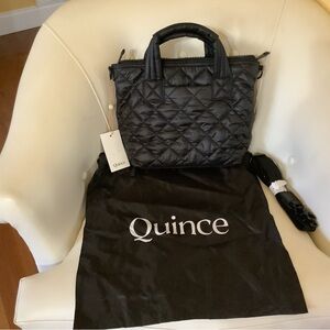 Quince Elegant Black Quilted Tote